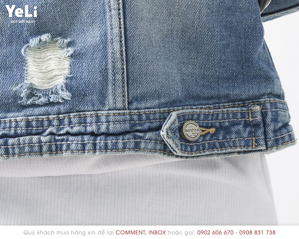 Hình Áo khoác jean nữ Bershka BSK-NK02 CROPPED DENIM JACKET