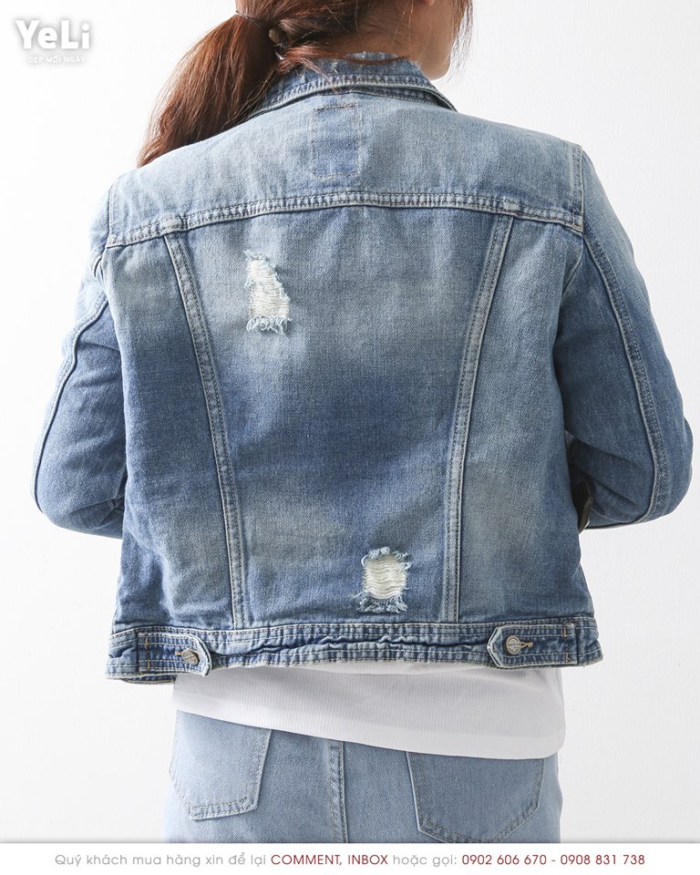 Hình Áo khoác jean nữ Bershka BSK-NK02 CROPPED DENIM JACKET