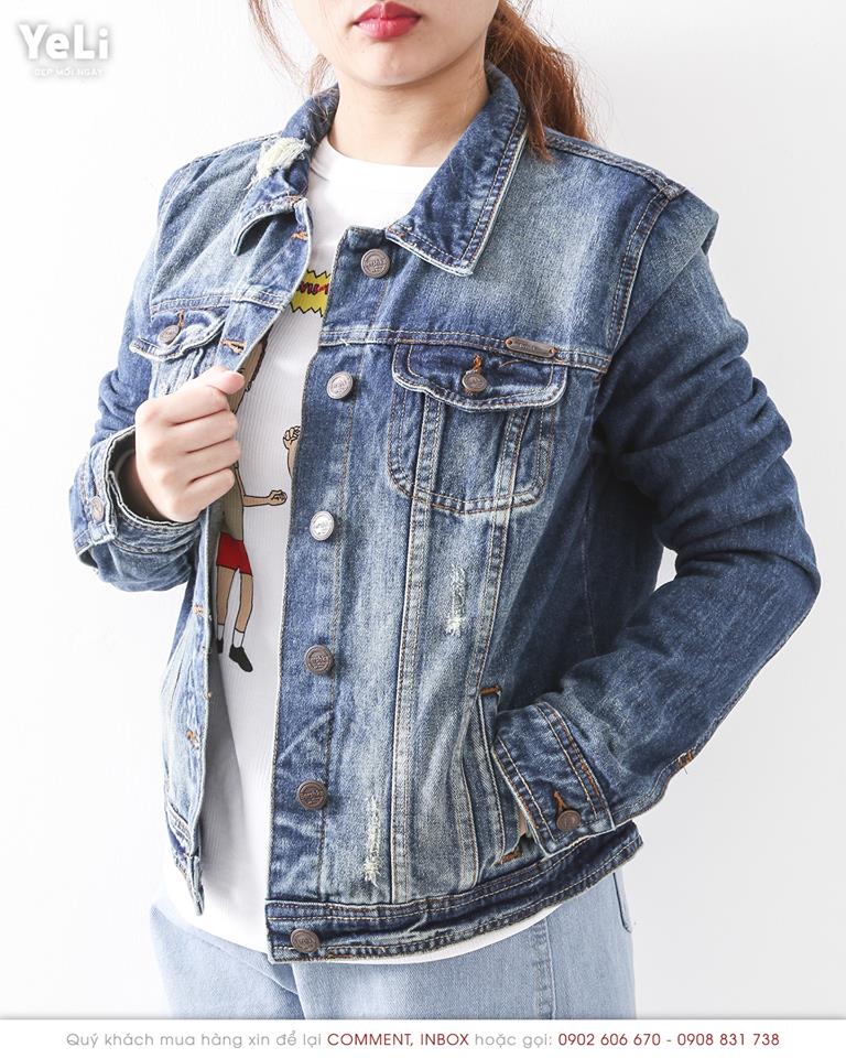 Hình Áo khoác jean nữ Bershka BSK-NK02 CROPPED DENIM JACKET