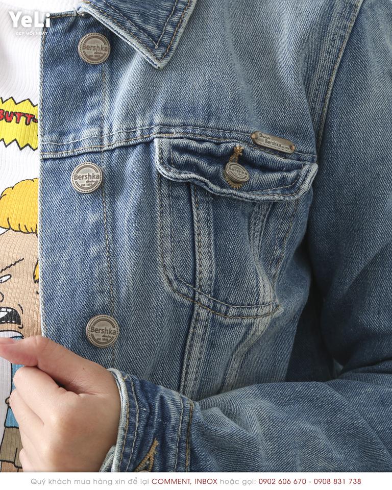 Hình Áo khoác jean nữ Bershka BSK-NK02 CROPPED DENIM JACKET