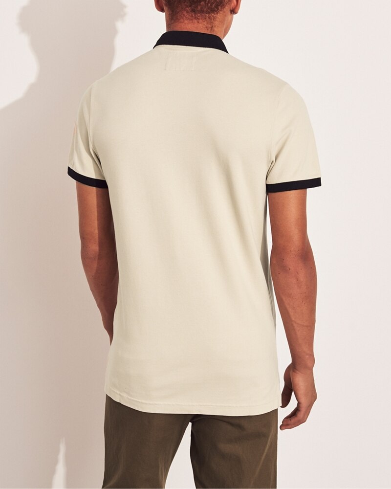 Hình Áo thun nam Hollister HCO-P203 Stretch Shrunken Collar Polo Tan