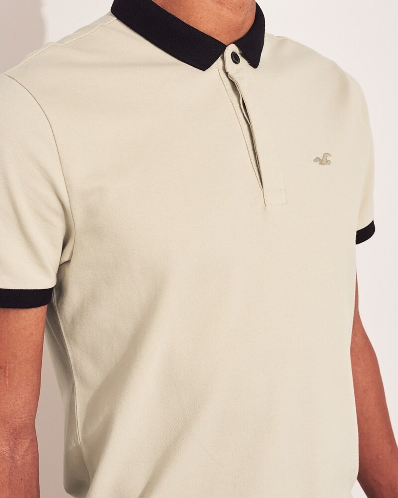 Hình Áo thun nam Hollister HCO-P203 Stretch Shrunken Collar Polo Tan