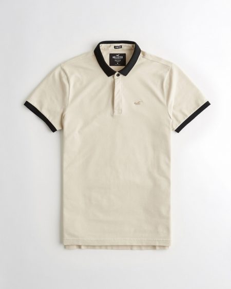 Hình Áo thun nam Hollister HCO-P203 Stretch Shrunken Collar Polo Tan