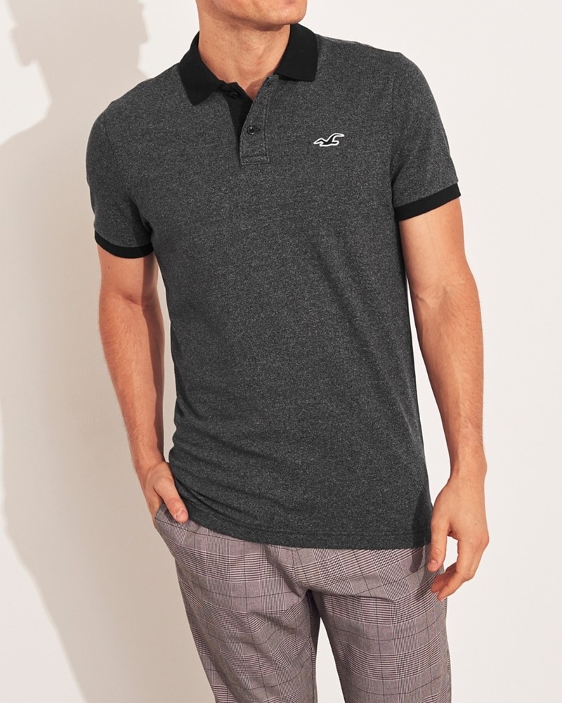 Hình Áo thun nam Hollister HCO-P204 Stretch Polo heather black