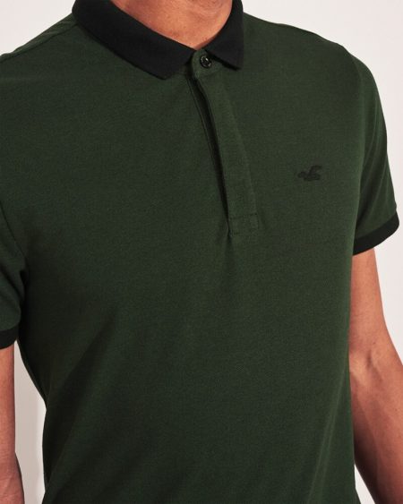 Hình Áo thun nam Hollister HCO-P205 Stretch Shrunken Collar dark olive Polo
