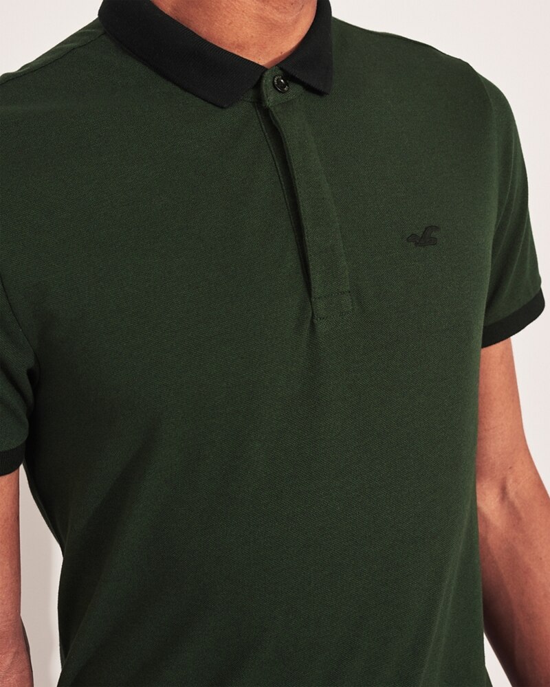 Hình Áo thun nam Hollister HCO-P205 Stretch Shrunken Collar dark olive Polo