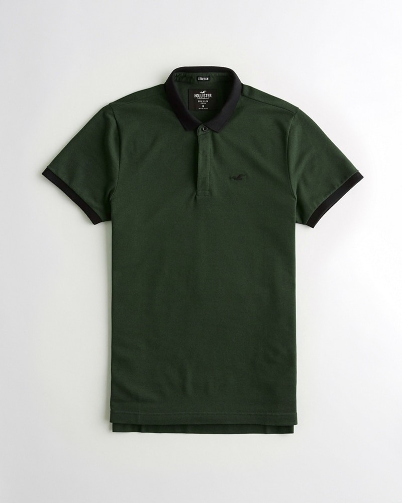 Hình Áo thun nam Hollister HCO-P205 Stretch Shrunken Collar dark olive Polo