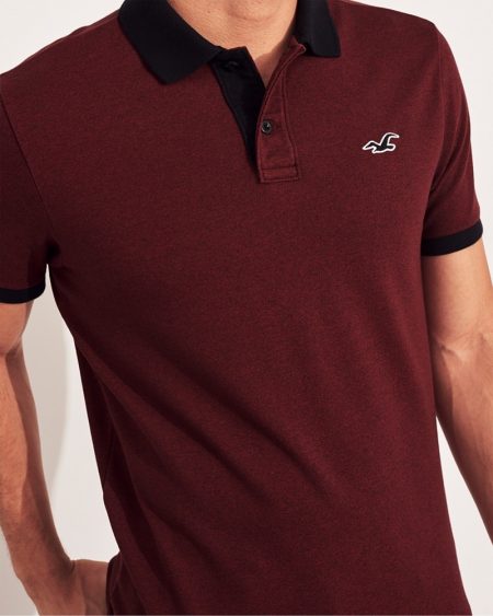 Hình Áo thun nam Hollister HCO-P206 Stretch Slim Fit Polo Heather Burgundy