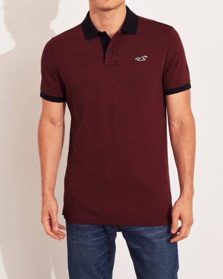 Hình Áo thun nam Hollister HCO-P206 Stretch Slim Fit Polo Heather Burgundy