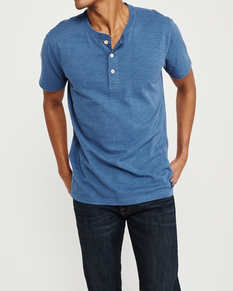 Hình Áo thun nam Abercrombie & Fitch cổ trụ AF-H04 Short-Sleeve Henley