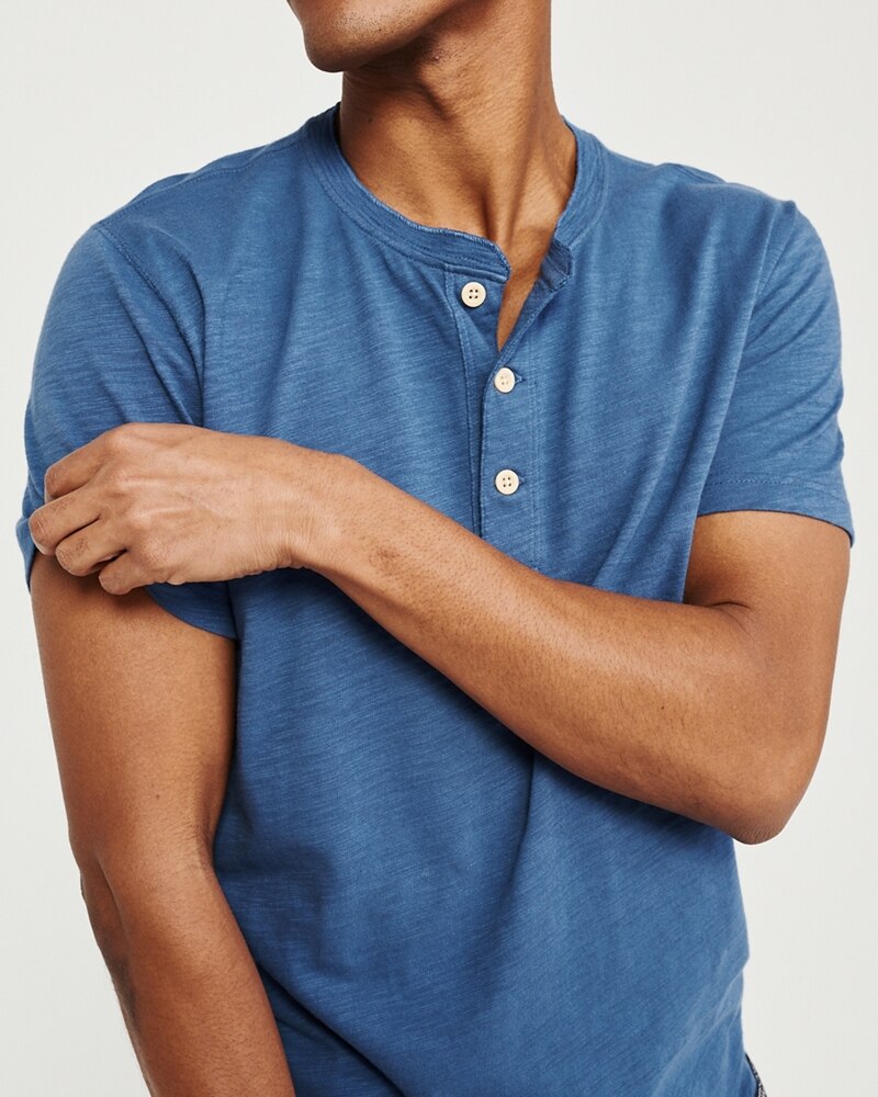 Hình Áo thun nam Abercrombie & Fitch cổ trụ AF-H04 Short-Sleeve Henley