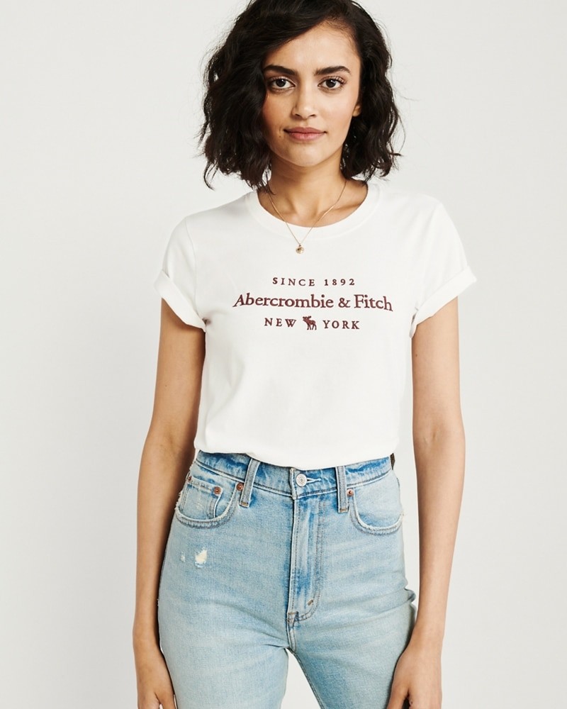 Hình Áo thun nữ Abercrombie & Fitch AF-US-NT10 Short-Sleeve Logo Crew Tee