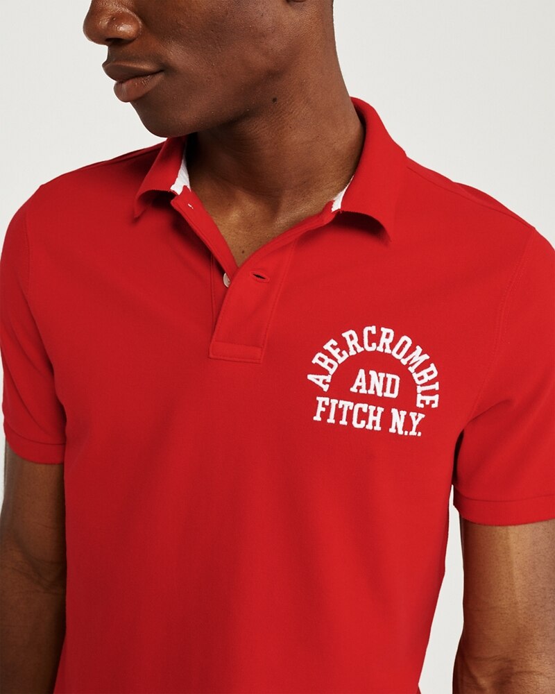 Hình Áo thun polo Abercrombie & Fitch AF-US-P44 Stretch Logo Polo Red