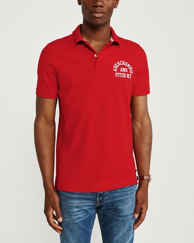 Hình Áo thun polo Abercrombie & Fitch AF-US-P44 Stretch Logo Polo Red