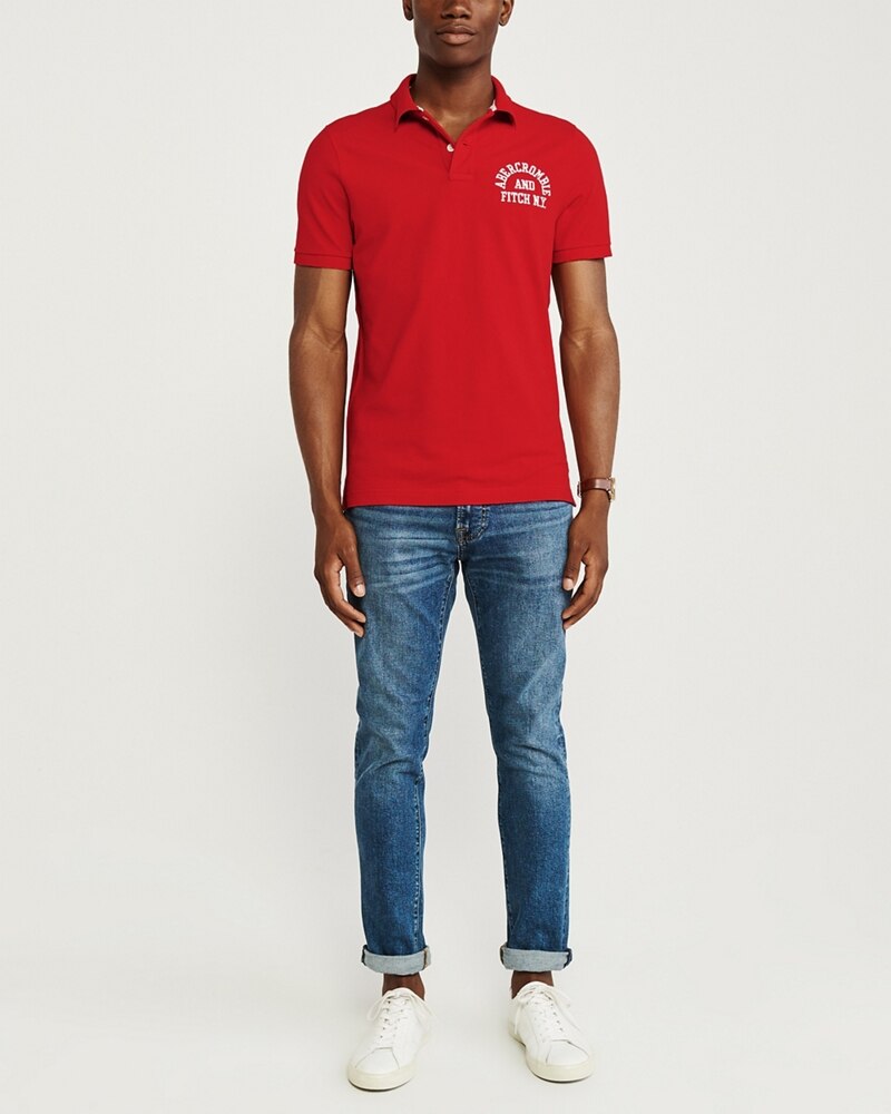 Hình Áo thun polo Abercrombie & Fitch AF-US-P44 Stretch Logo Polo Red