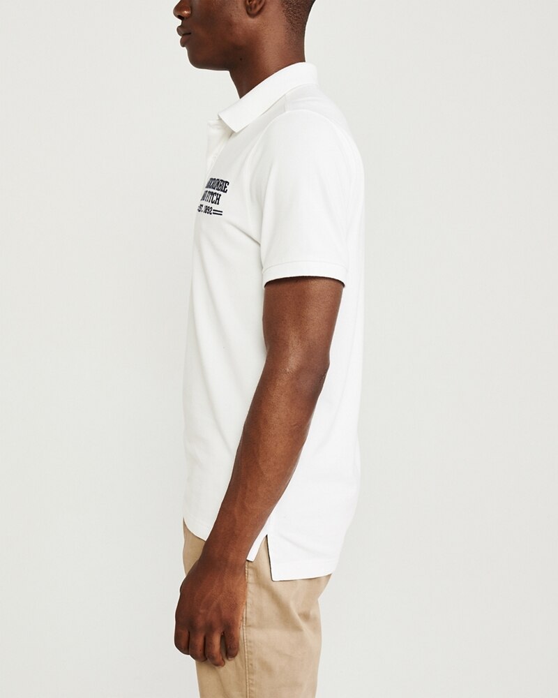 Hình Áo thun polo Abercrombie & Fitch AF-US-P45 Stretch Logo Polo White