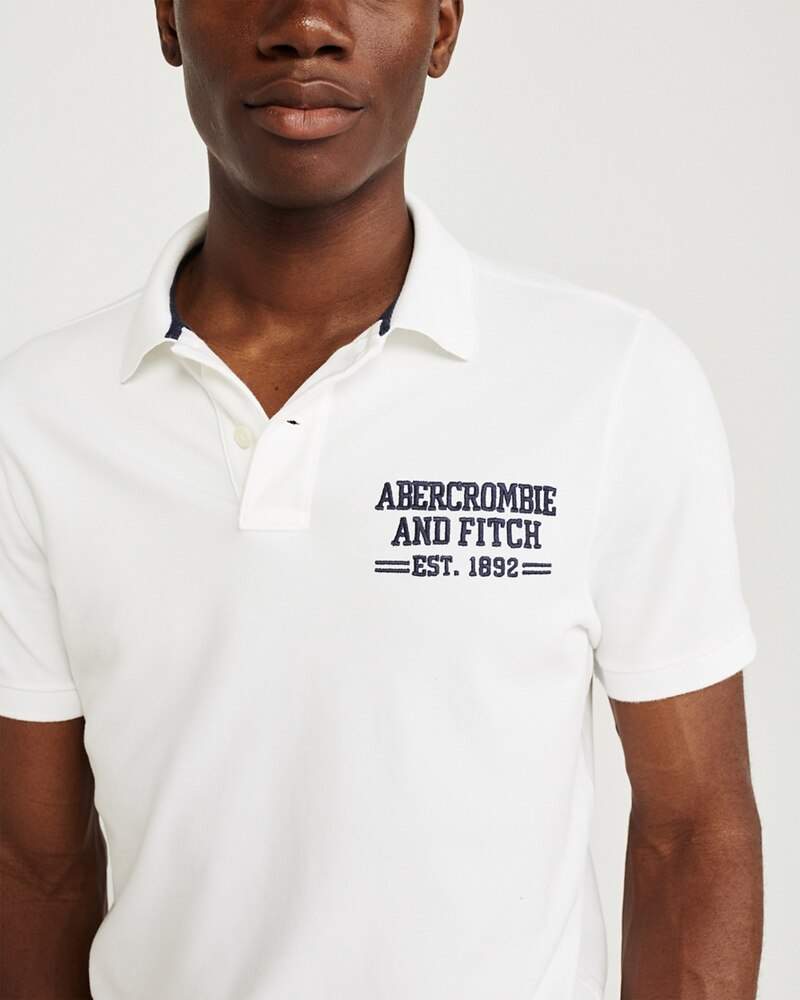 Hình Áo thun polo Abercrombie & Fitch AF-US-P45 Stretch Logo Polo White