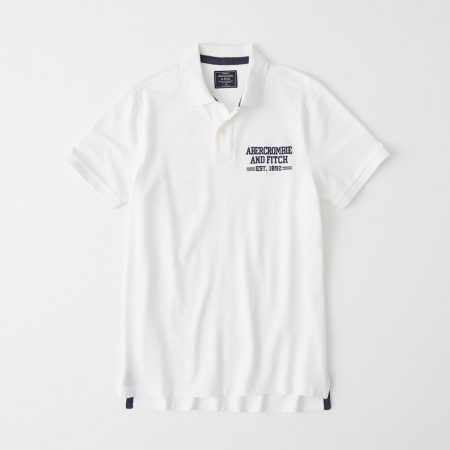 Hình Áo thun polo Abercrombie & Fitch AF-US-P45 Stretch Logo Polo White