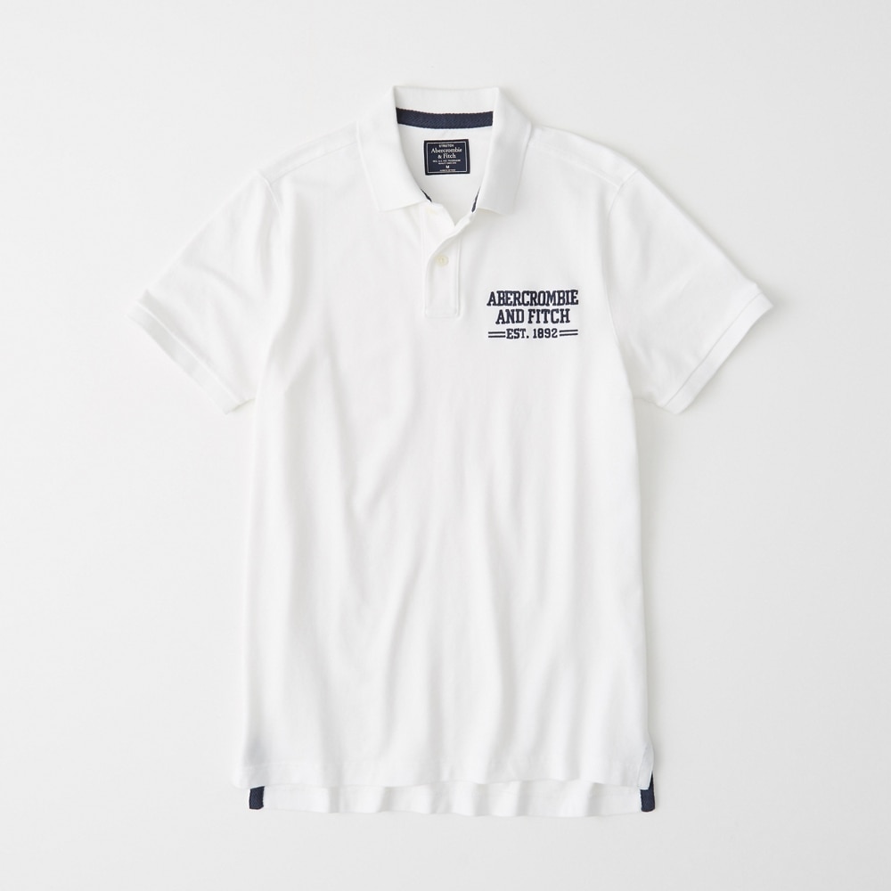 Hình Áo thun polo Abercrombie & Fitch AF-US-P45 Stretch Logo Polo White