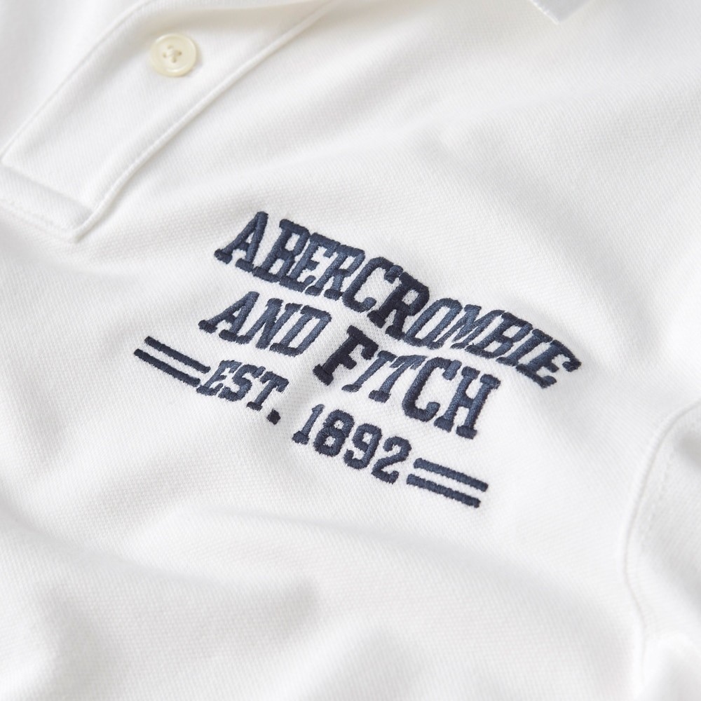 Hình Áo thun polo Abercrombie & Fitch AF-US-P45 Stretch Logo Polo White