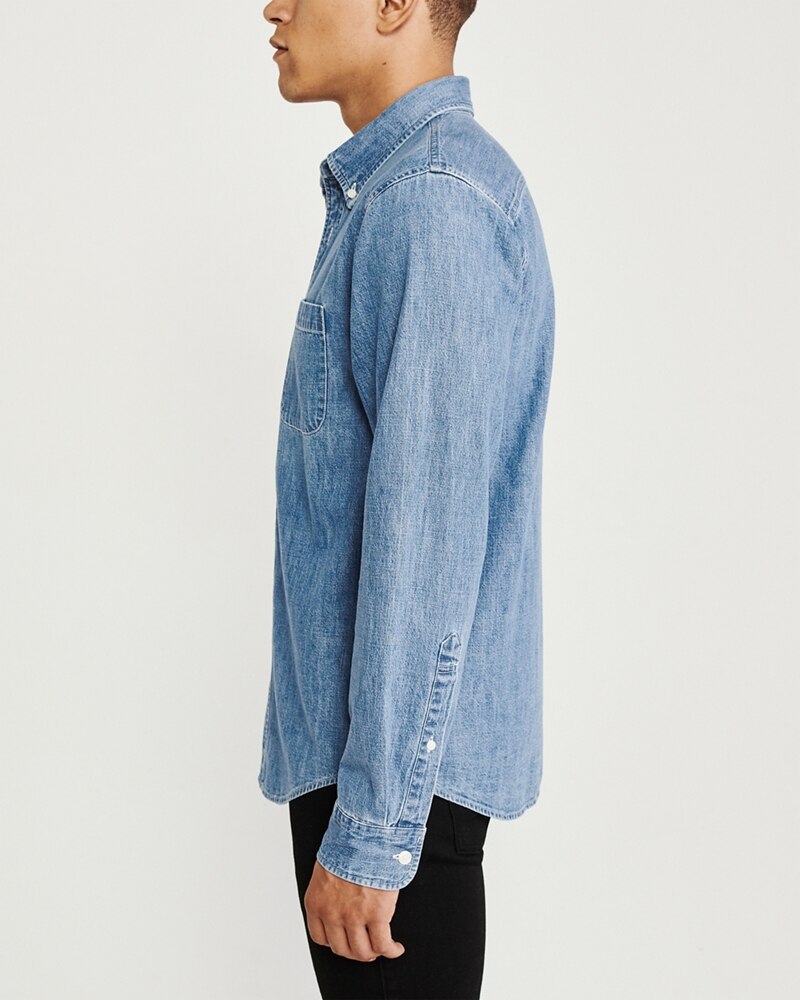Áo sơmi nam Abercrombie & Fitch AF-US-SM90 One-Pocket Denim Shirt
