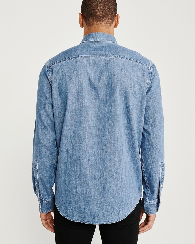 Áo sơmi nam Abercrombie & Fitch AF-US-SM90 One-Pocket Denim Shirt