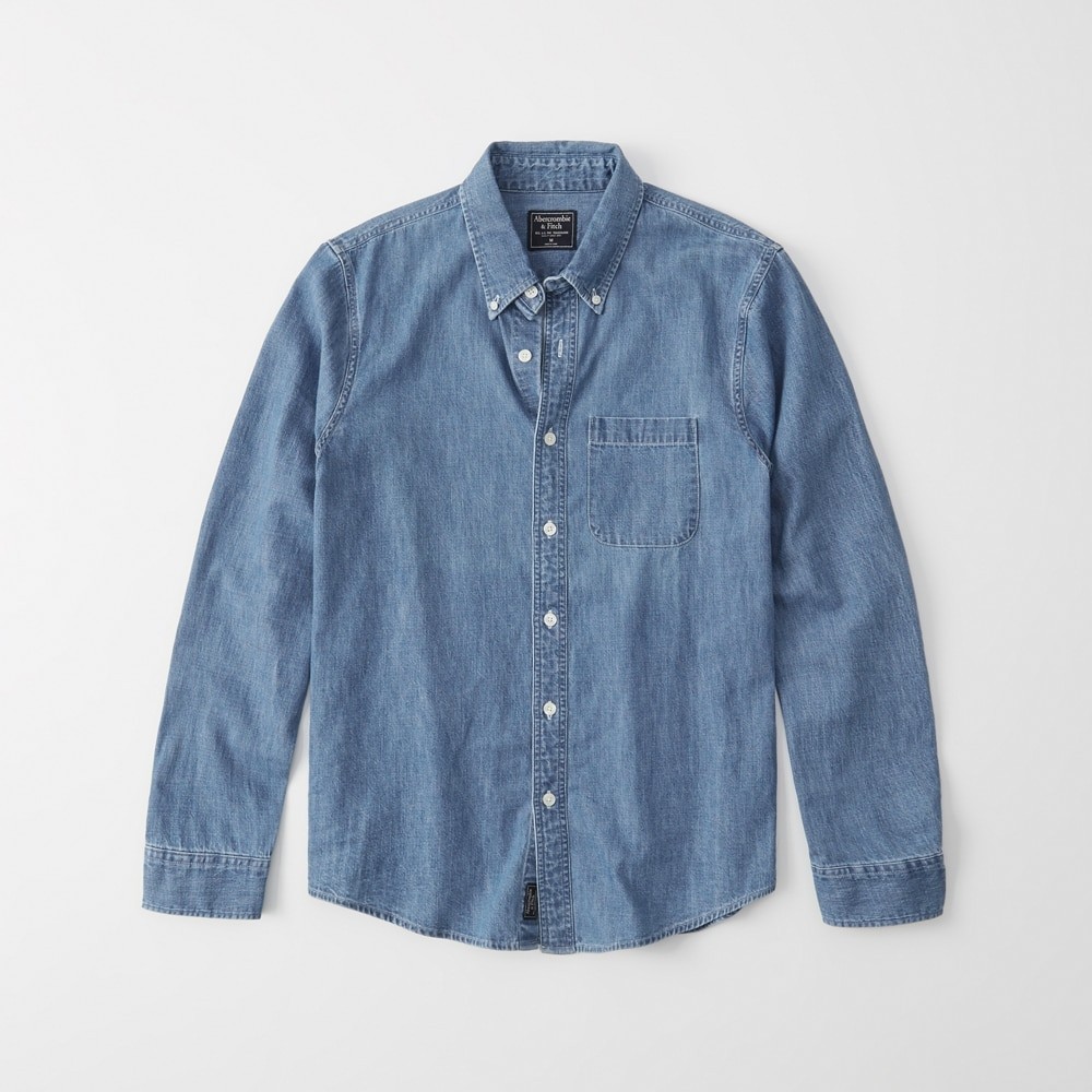 Hình Áo sơmi nam Abercrombie & Fitch AF-US-SM90 One-Pocket Denim Shirt