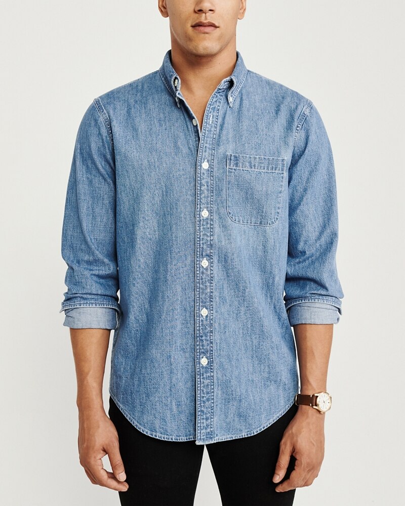 Hình Áo sơmi nam Abercrombie & Fitch AF-US-SM90 One-Pocket Denim Shirt