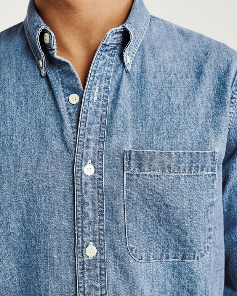 Hình Áo sơmi nam Abercrombie & Fitch AF-US-SM90 One-Pocket Denim Shirt