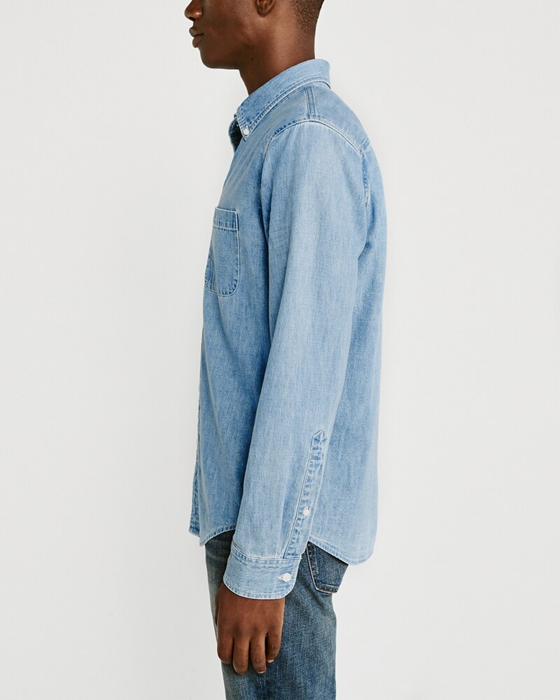 Áo sơmi nam Abercrombie & Fitch AF-US-SM92 One-Pocket Denim Shirt