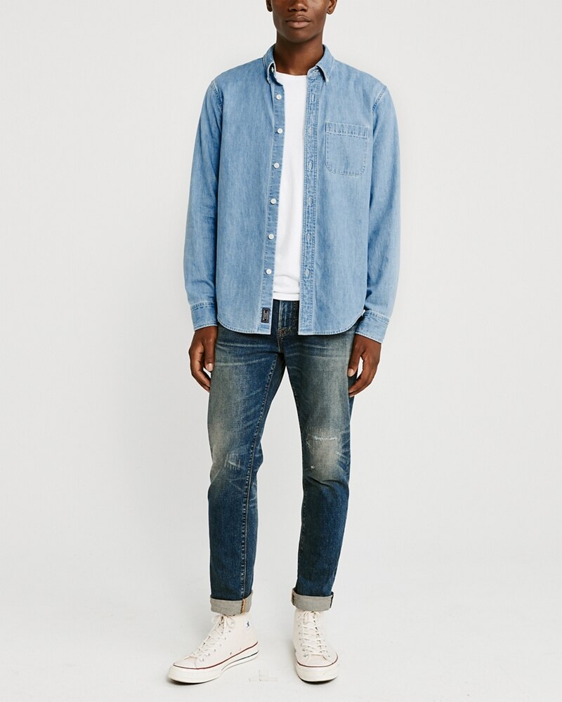 Hình Áo sơmi nam Abercrombie & Fitch AF-US-SM92 One-Pocket Denim Shirt