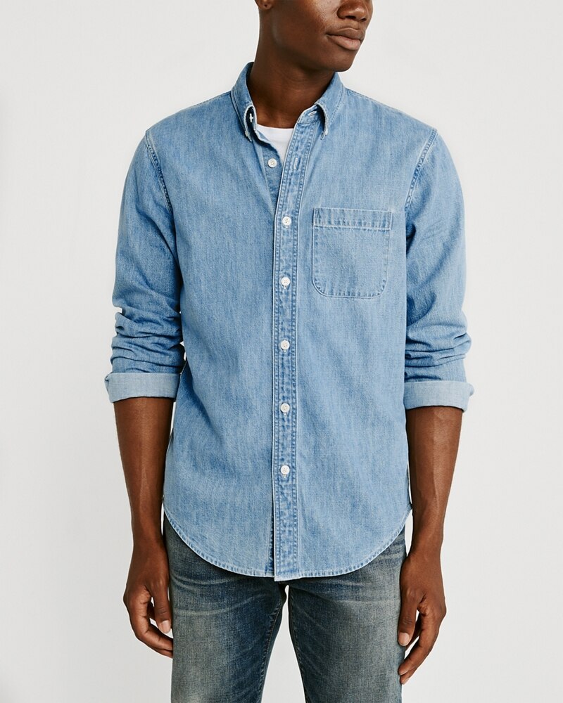 Hình Áo sơmi nam Abercrombie & Fitch AF-US-SM92 One-Pocket Denim Shirt