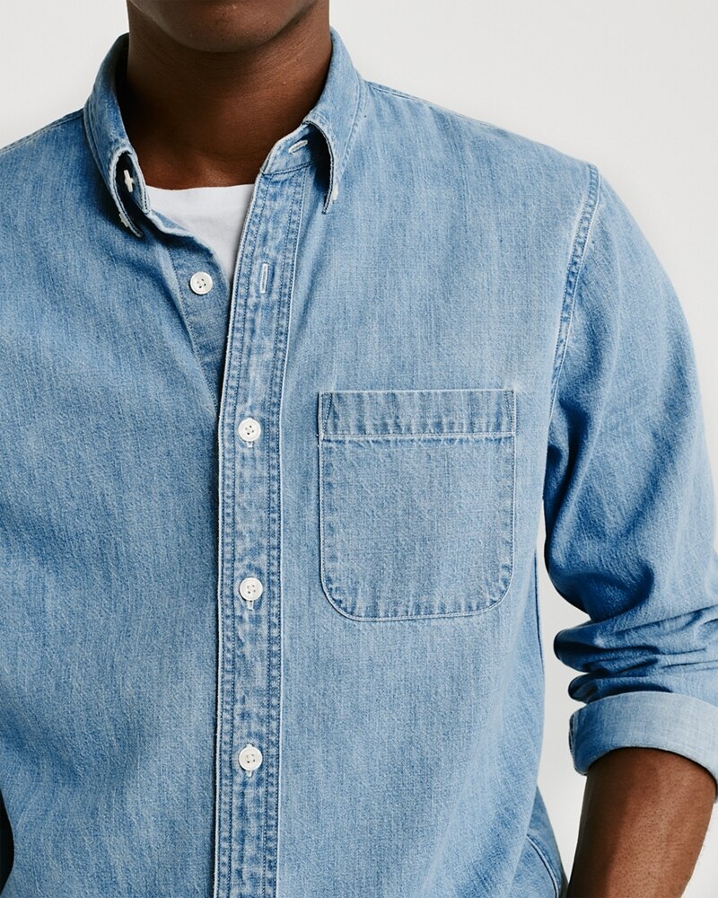 Hình Áo sơmi nam Abercrombie & Fitch AF-US-SM92 One-Pocket Denim Shirt