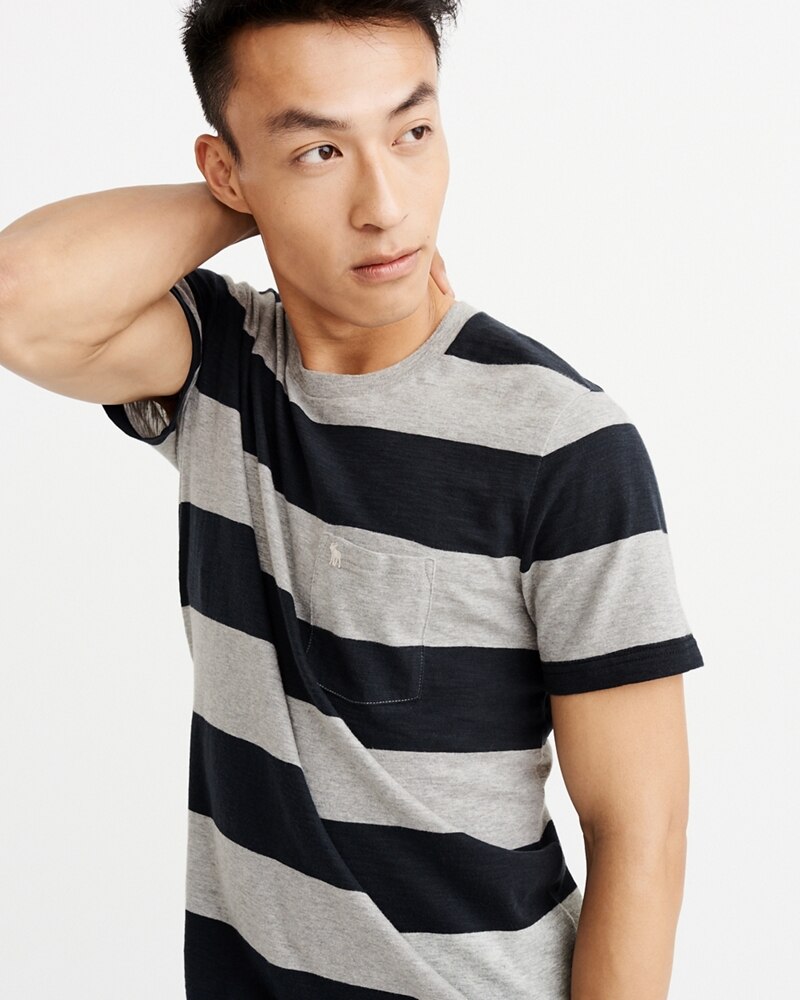 Hình Áo thun nam Abercrombie & Fitch AF-US-T35 STRIPED ICON POCKET TEE