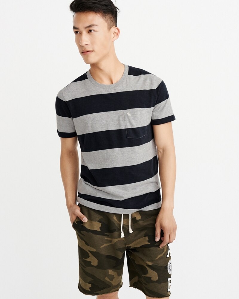 Hình Áo thun nam Abercrombie & Fitch AF-US-T35 STRIPED ICON POCKET TEE