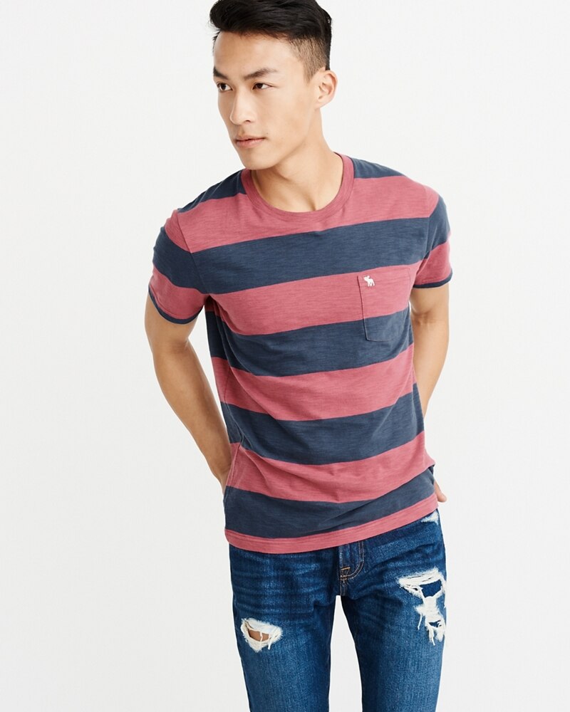 Hình Áo thun nam Abercrombie & Fitch AF-US-T36 STRIPED ICON POCKET TEE