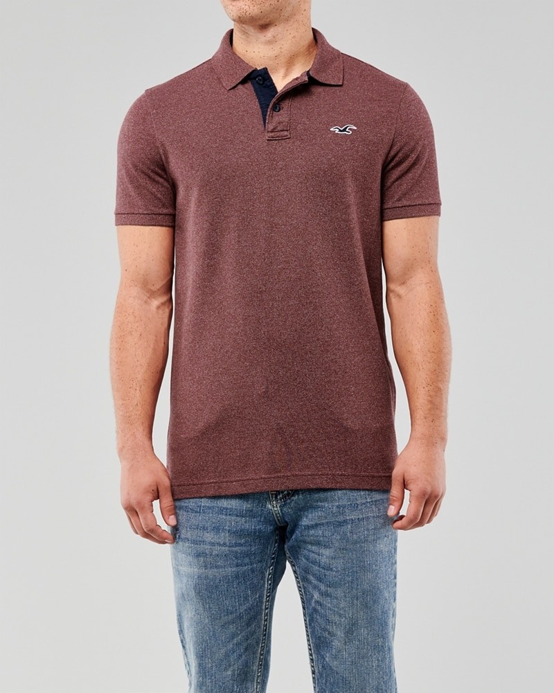 Hình Áo thun nam Hollister HCO-P215 Stretch Classic Fit Polo heather burgundy