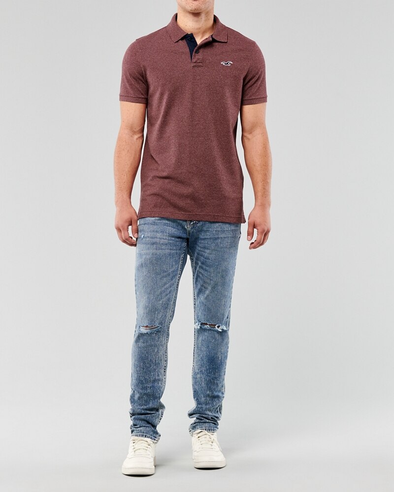 Hình Áo thun nam Hollister HCO-P215 Stretch Classic Fit Polo heather burgundy