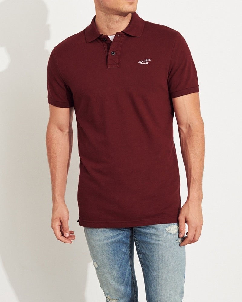 Hình Áo thun nam Hollister HCO-P217 Stretch Polo burgundy