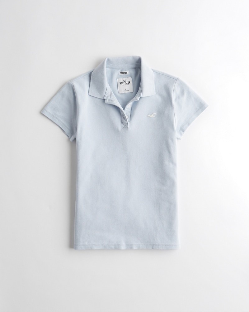 Hình Áo thun polo nữ Hollister HCO-US-NP02 Slim Icon Polo light blue