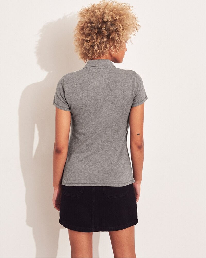 Hình Áo thun polo nữ Hollister HCO-US-NP03 Slim Icon Polo grey