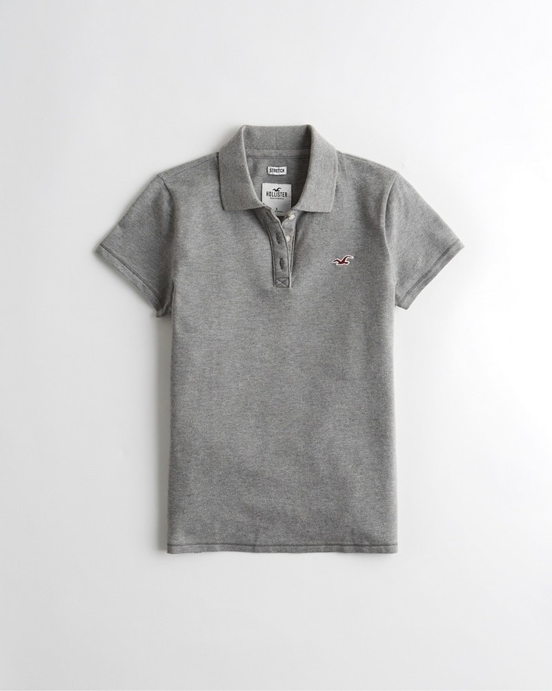 Hình Áo thun polo nữ Hollister HCO-US-NP03 Slim Icon Polo grey