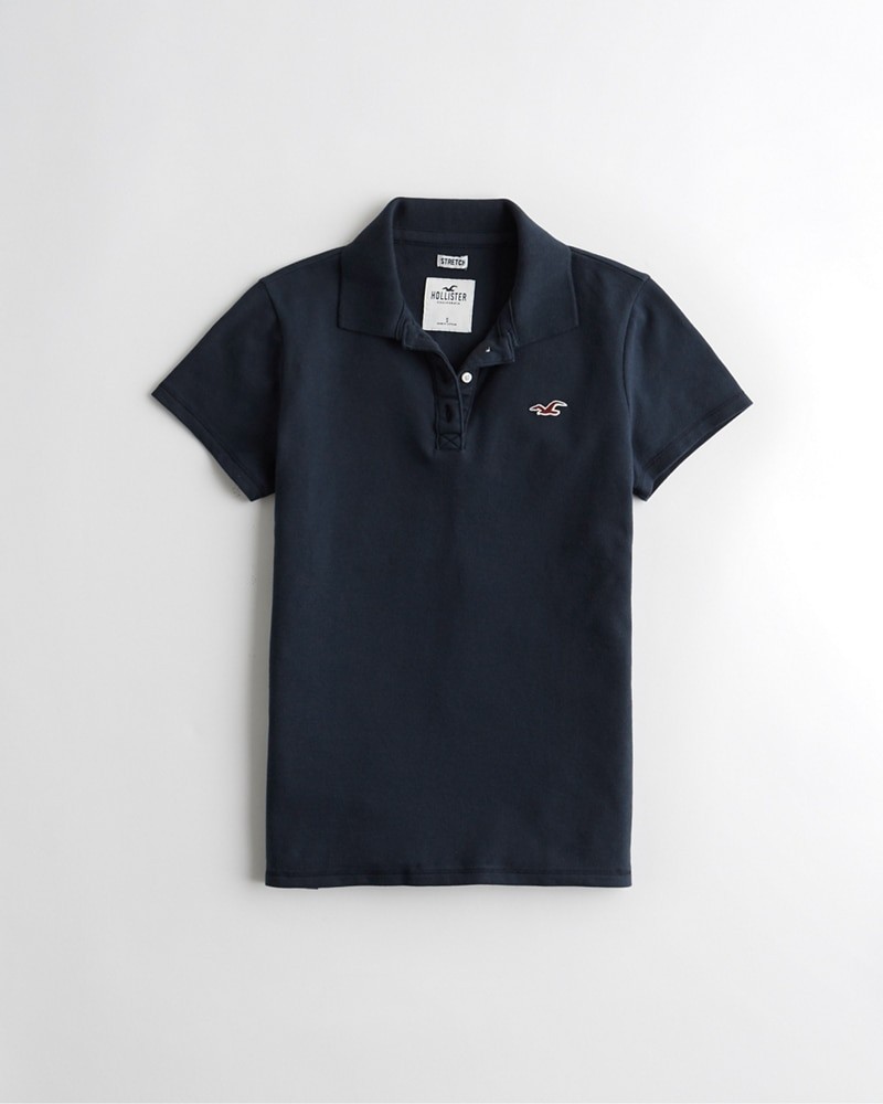 Hình Áo thun polo nữ Hollister HCO-US-NP04 Slim Icon Polo Navy
