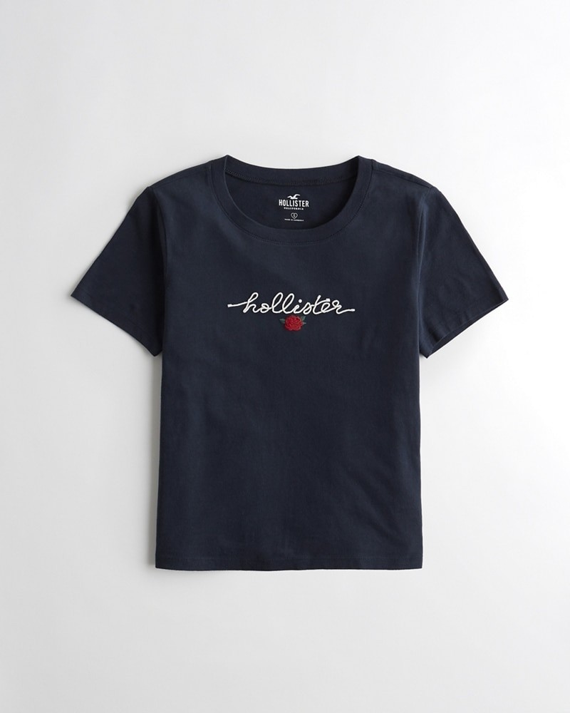 Hình Áo thun nữ Hollister HCO-US-NT11 Embroidered Rose Graphic Tee