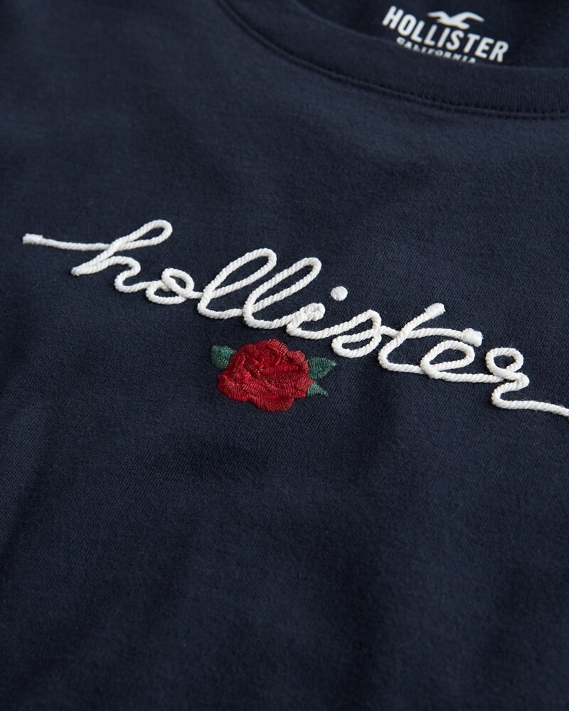 Hình Áo thun nữ Hollister HCO-US-NT11 Embroidered Rose Graphic Tee