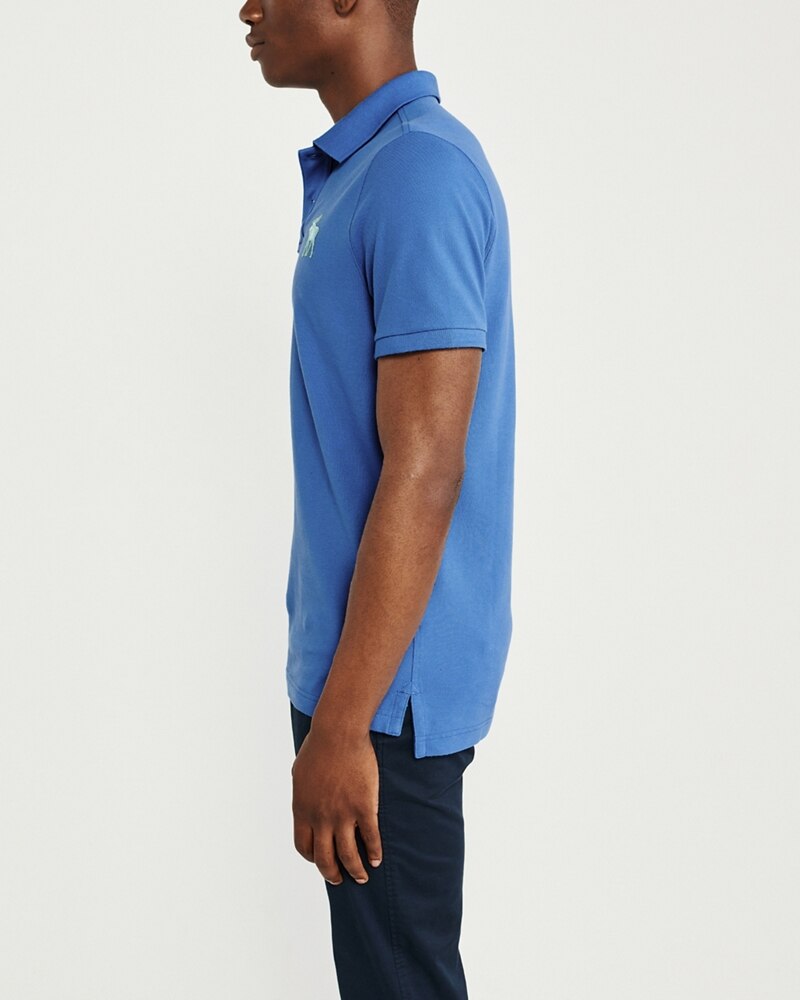 Hình Áo thun polo Abercrombie & Fitch AF-US-P46 Stretch Exploded Icon Blue Polo