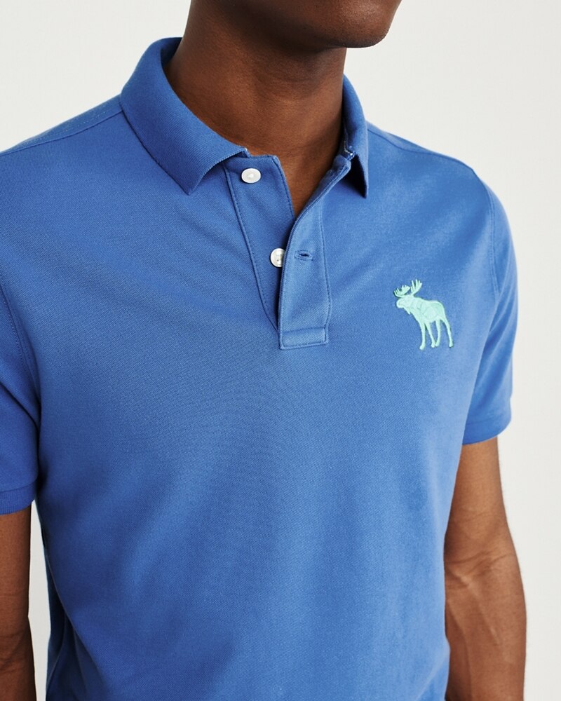 Hình Áo thun polo Abercrombie & Fitch AF-US-P46 Stretch Exploded Icon Blue Polo