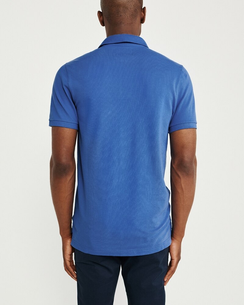 Hình Áo thun polo Abercrombie & Fitch AF-US-P46 Stretch Exploded Icon Blue Polo