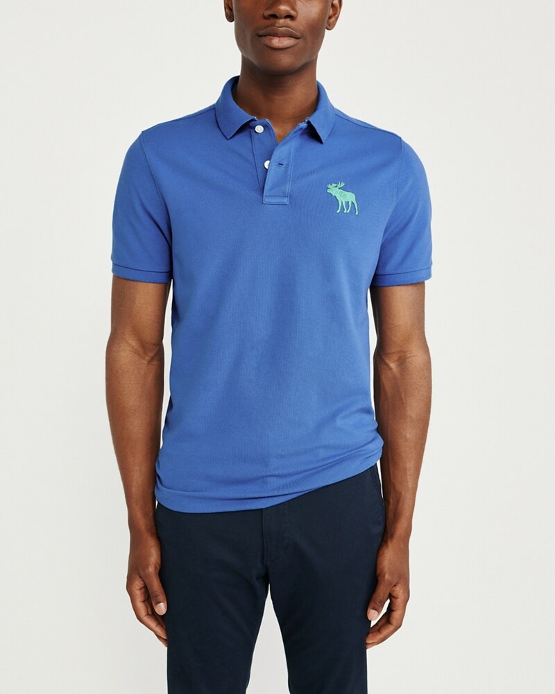 Hình Áo thun polo Abercrombie & Fitch AF-US-P46 Stretch Exploded Icon Blue Polo