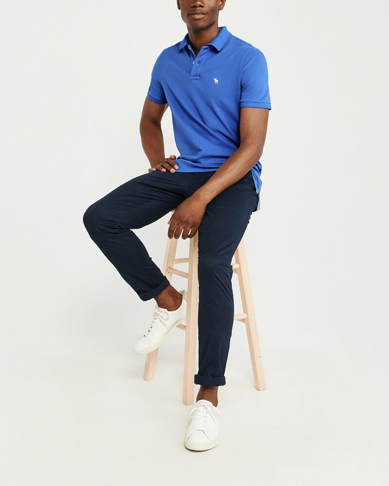 Hình Áo thun polo Abercrombie & Fitch AF-US-P59 Stretch Icon Polo Blue